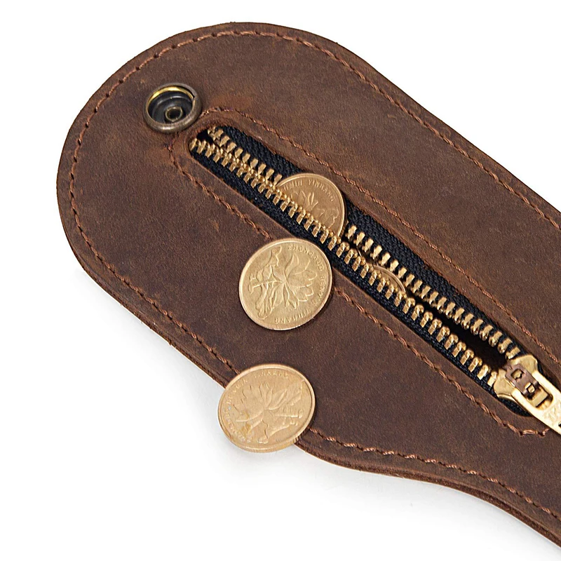 Мужской кожаный кошелек для монет с отделением карт чехол ключей самообороны