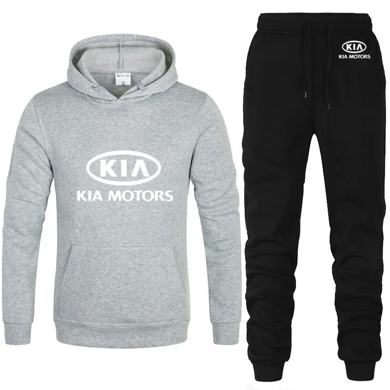 

Толстовка мужская с логотипом автомобиля KIA, модная повседневная хлопковая кофта с капюшоном и спортивные штаны, весна-осень
