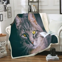 animal cat throw blanket sofa bedding 3d animal plush sherpa blanket lovely pets bedspread fur printed quilt large size