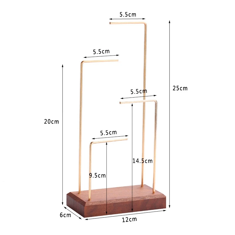 

Ring Display Holder Pendant Earrings Display Stand Metal Stick Solid Wood Jewelry Display Stand