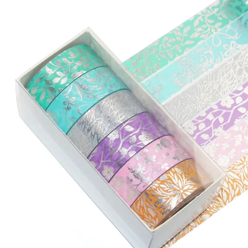

6 Pcs/Set Golden Foil Flower Plant Washi Masking Tape Decorative DIY Adhesive Sticker Scrapbooking Diary Planner Stationery