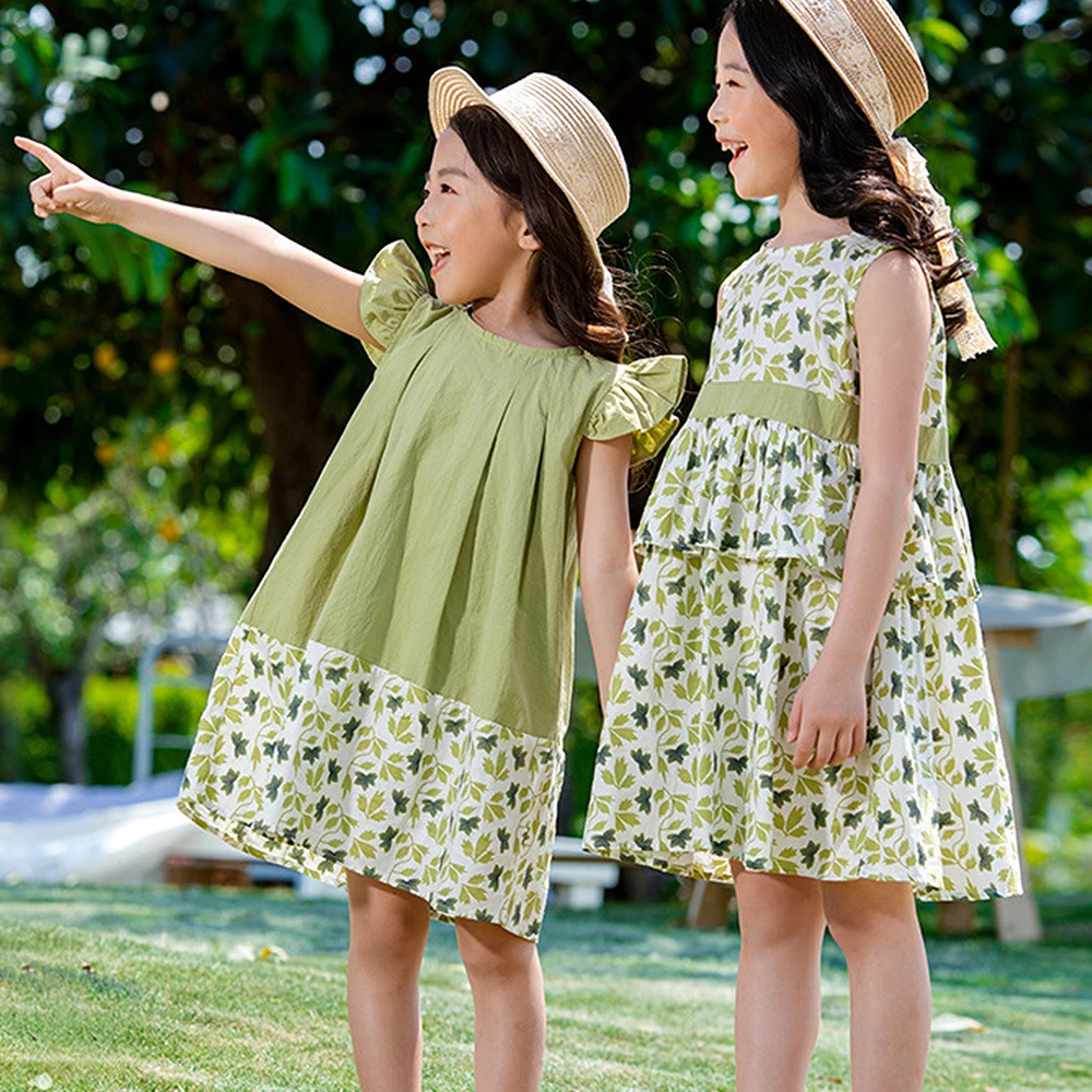 

Summer dress 2021 Baby girl dress Costume Kids Clothes girls Cotton Floral Ruffle Skirt Children over 8 years old A-line Dresses