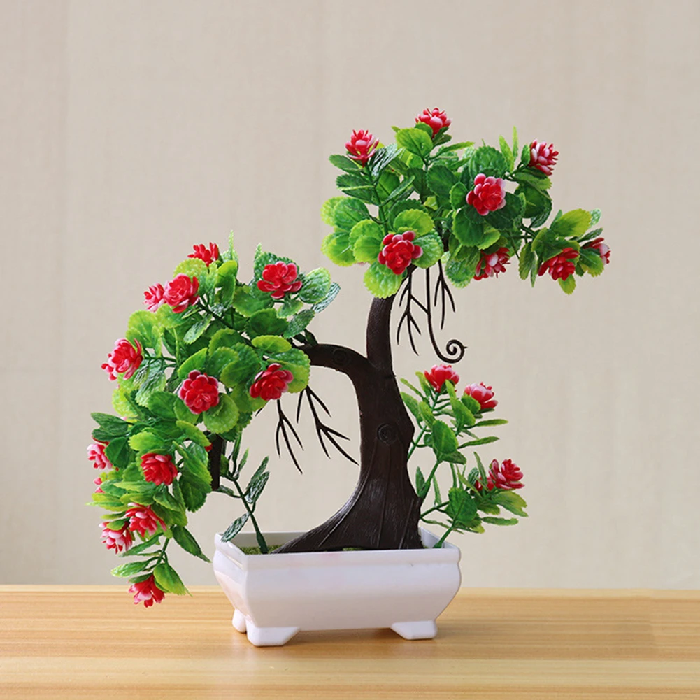 Hotel Office Bonsai Potted Decoration Artificial Plants Small Tree Home Fake Flower Wedding Ornaments Garden Display Desktop