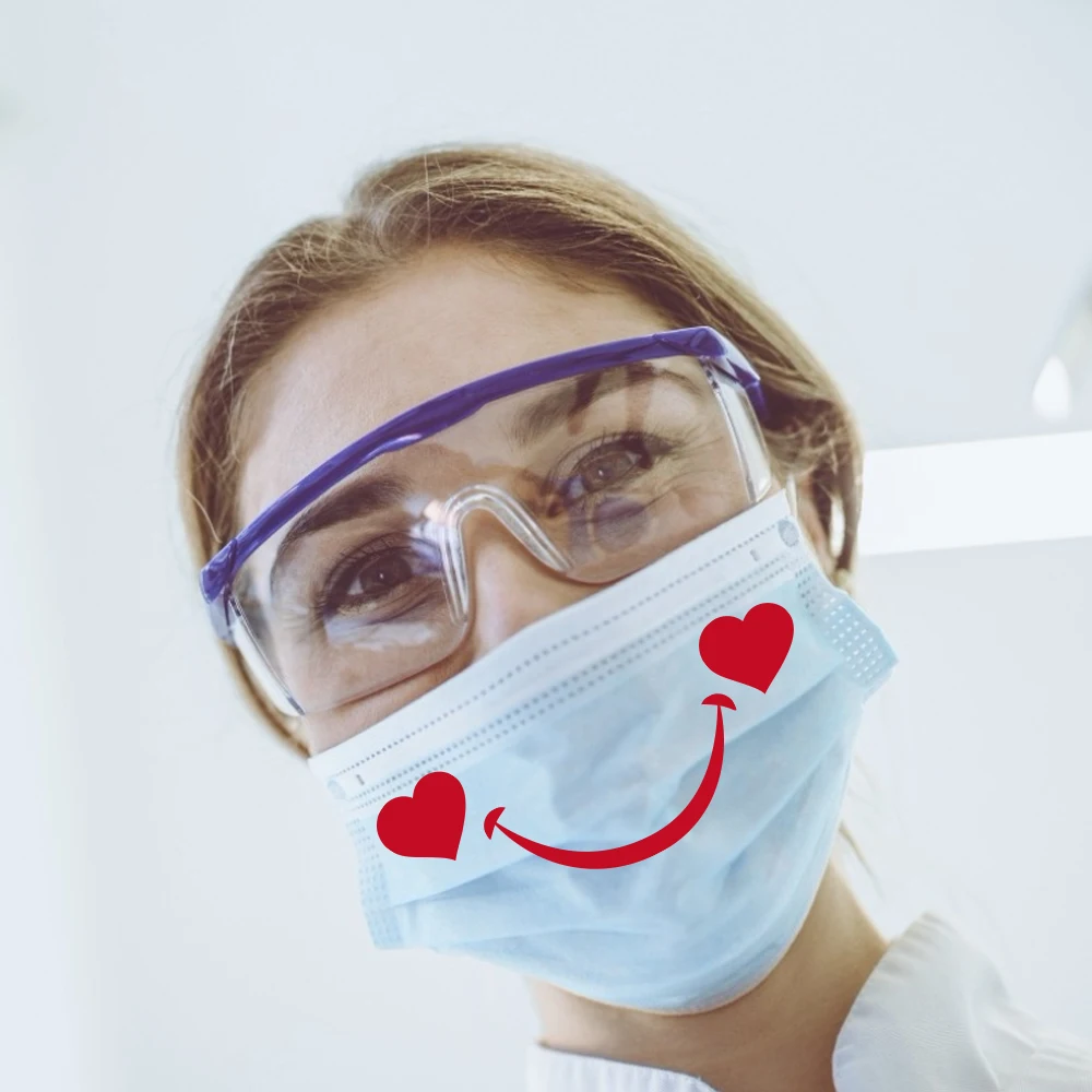 Красные милые наклейки одноразовая маска для лица улыбка стикеры со ртом смайлом