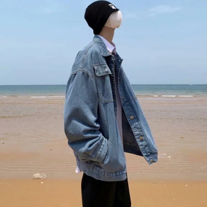 Мужские классические джинсовые куртки свободные винтажные Большие размеры