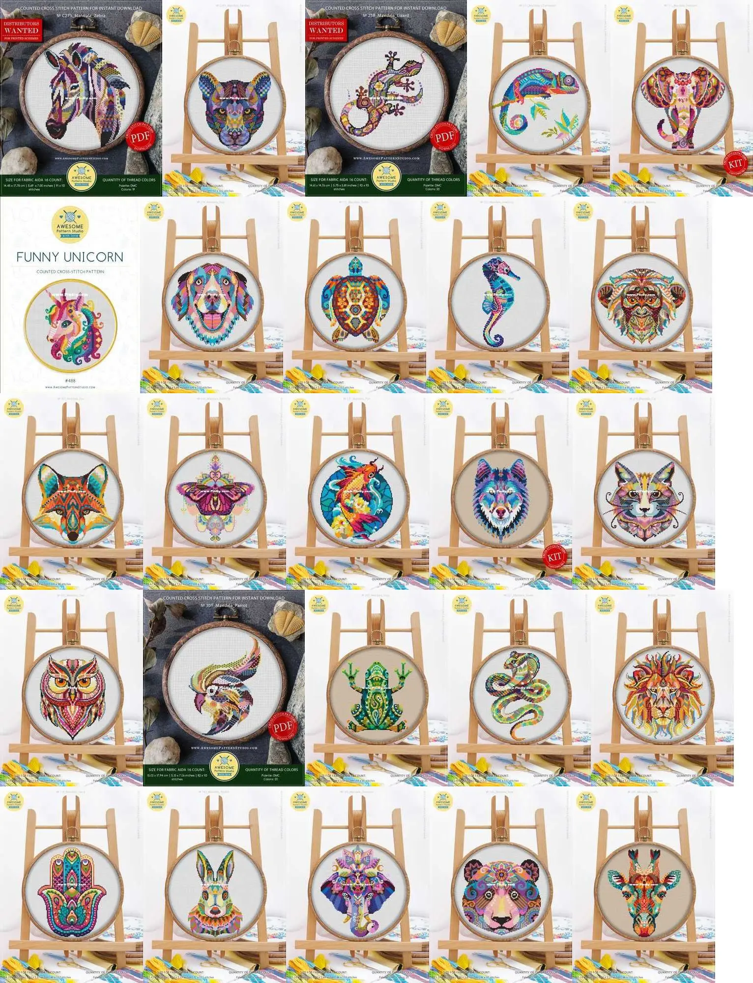 Набор для вышивки крестом с цветными животными посылка набор рукоделия