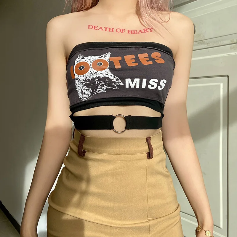 

2021 New Sexy Cropped Tube Tops Women Summer Print Letter Cami Tops Club Sexy Tank Top Female Streetwear