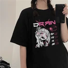 Футболка женская с коротким рукавом, свободного покроя, с мультяшным японским аниме Харадзюку, милая уличная одежда в стиле панк, шикарная одежда в стиле хип-хоп, размера плюс, на лето
