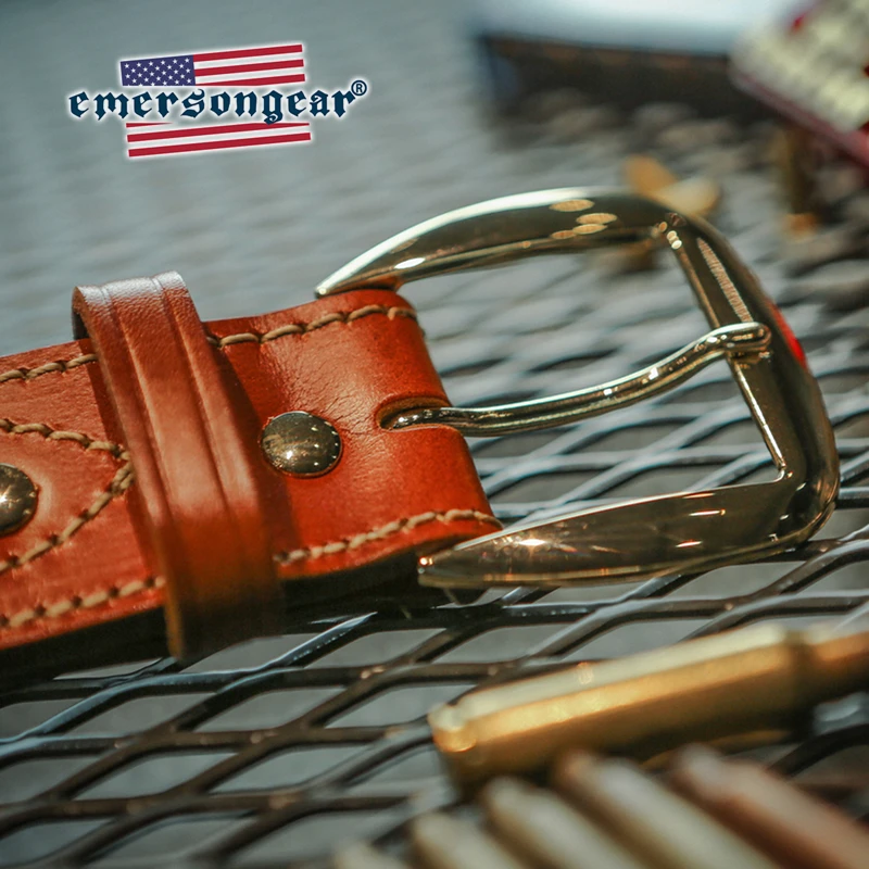 

Emersongear MENS Leather Belt Tactical Waist SB6 Fancy Stitched 1.75 inch Duty Belt Brass Buckle Superior Saddle Waist Belt