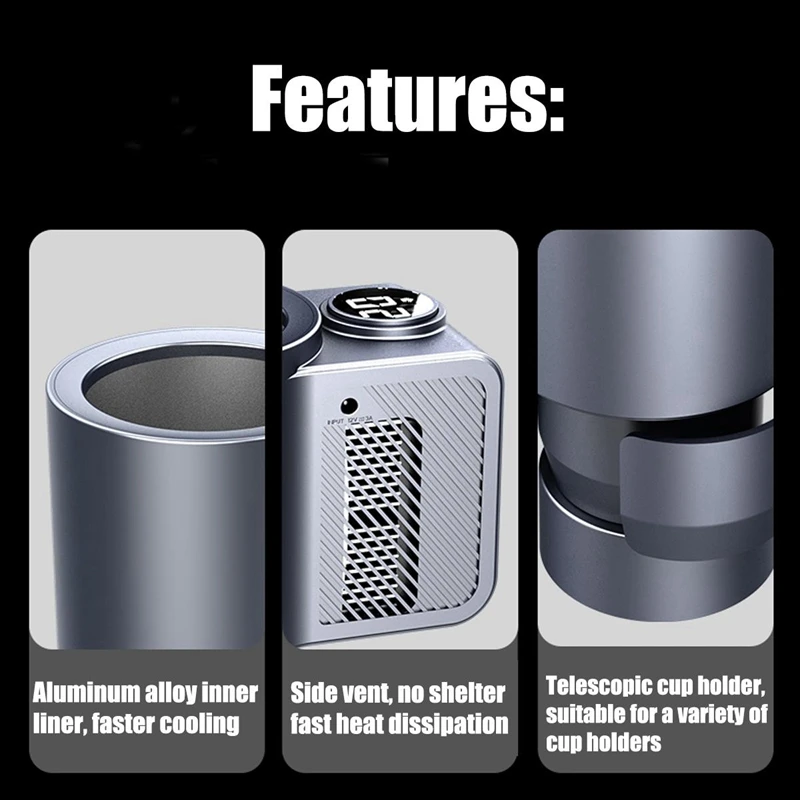 

Car Cooling Cup Auto Drink Cold Mug Smart Cup Mug Holder Tumbler Car Refrigerator Cooling with Temperature Display