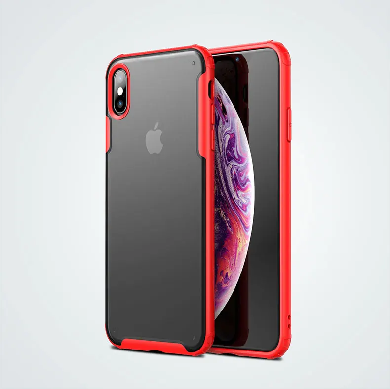 Для iPhone Xs MAX XR 8 7 Чехол Ультра тонкий прозрачный PC задняя крышка с Резиновый ТПУ бампер, противоударный чехол