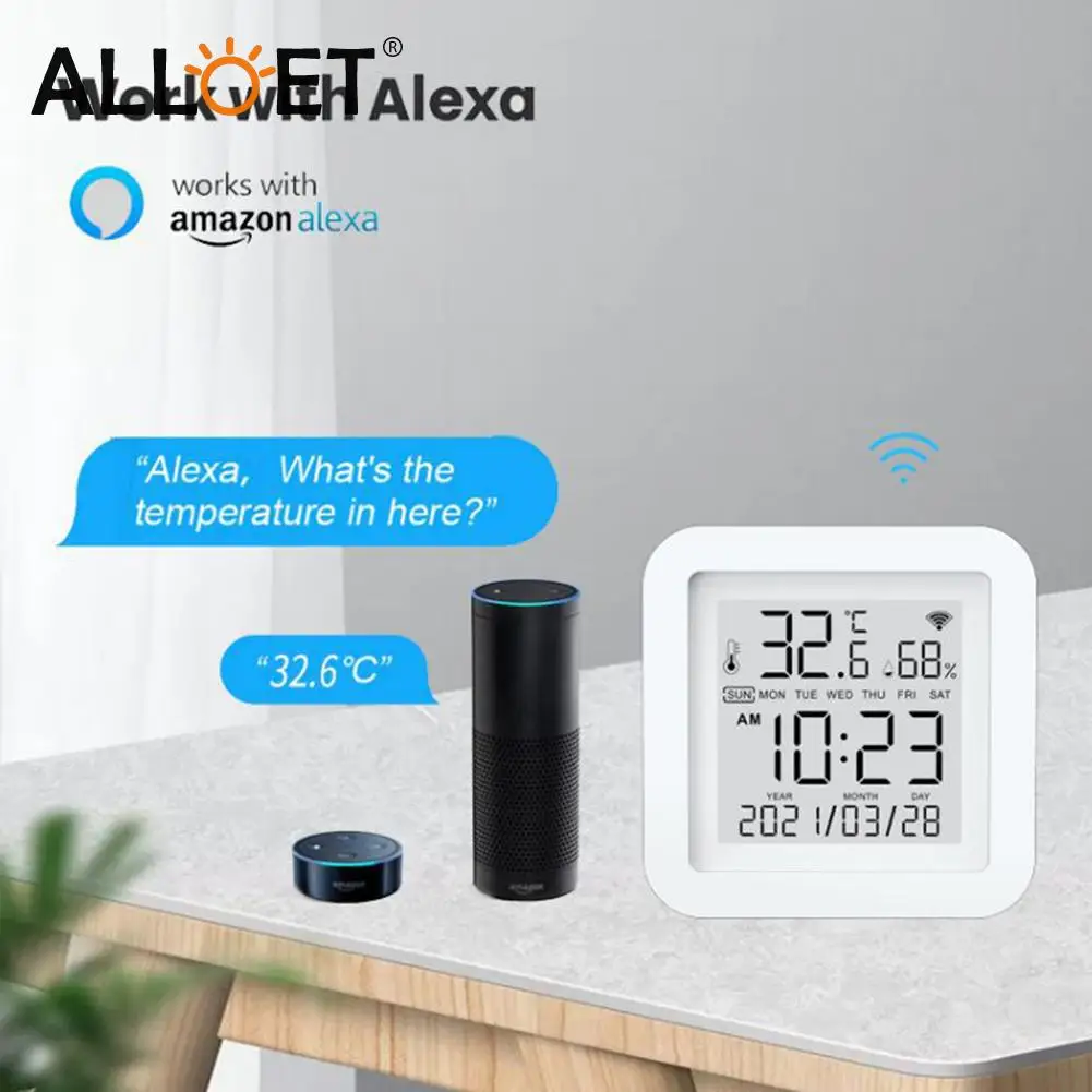 

Умный электронный гигрометр для сухой и влажной температуры с Wi-Fi и питанием от USB, Домашний Беспроводной гигрометр с цифровым ЖК-дисплеем и ...