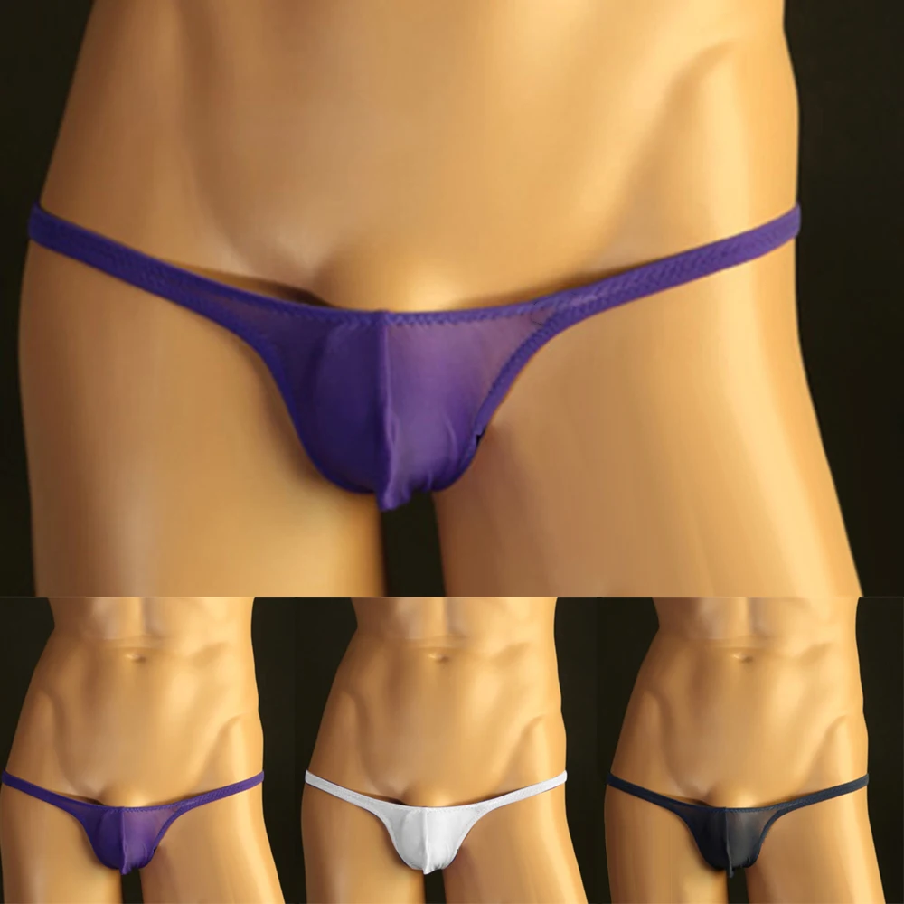 

Men Briefs Sexy G-Strings Bulge Pouch Low-Rise Underwear Elastic Micro Thong String T-Back Panties Male Breathable Lingerie New