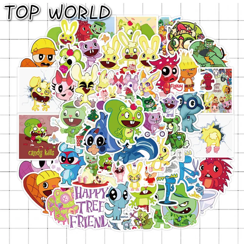 10/50Pcs/set Happy Tree Friends American Animation Cartoon Anime Mixed Graffiti Stickers For Luggage Diy Skateboard Laptop