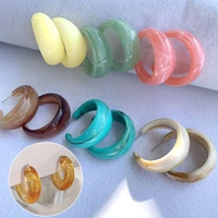 new korea colorful acrylic geometric c shaped hoop earrings simple irregular smooth reflective women girls party jewelry gifts