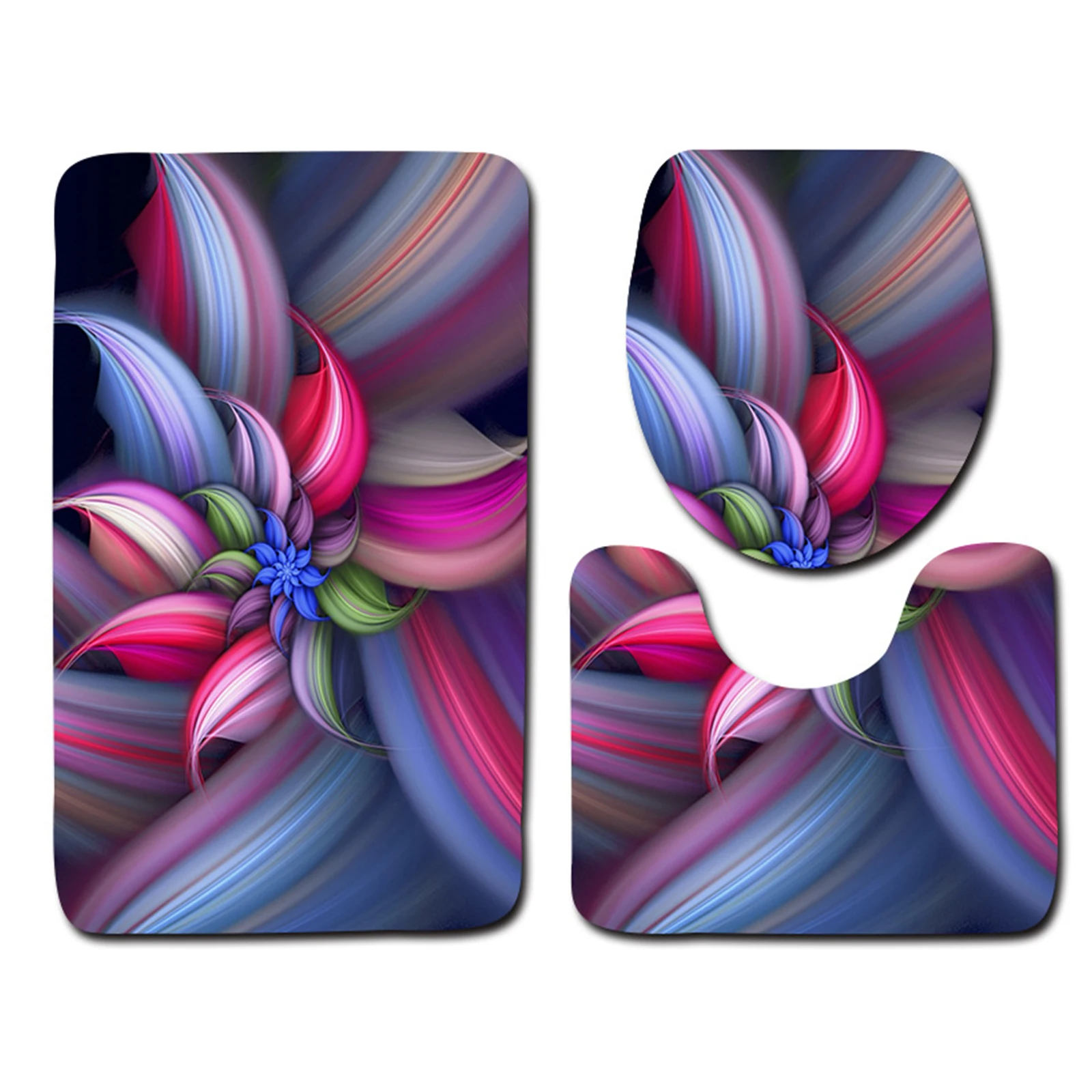 

3 шт./компл. набор водопоглощающих полиэстеровых нескользящих цветочных ковриков для ванной комнаты коврик для ванной + U-Образный Коврик дл...