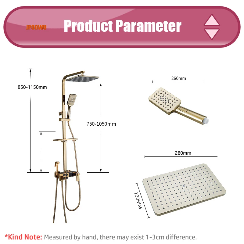 Золотая цифровая Душевая система термостатический набор для ванной и горячей