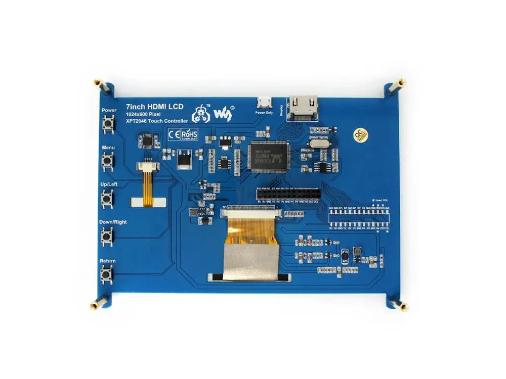 7 дюймовый ЖК дисплей Waveshare с HDMI резистивный сенсорный экран 1024*600 интерфейс