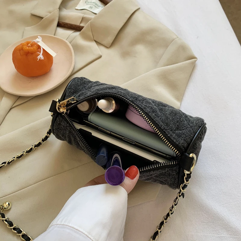 

Cylindrical small bag ladies messenger bag autumn and winter new style chain bag ladies shoulder bag fashion female bag