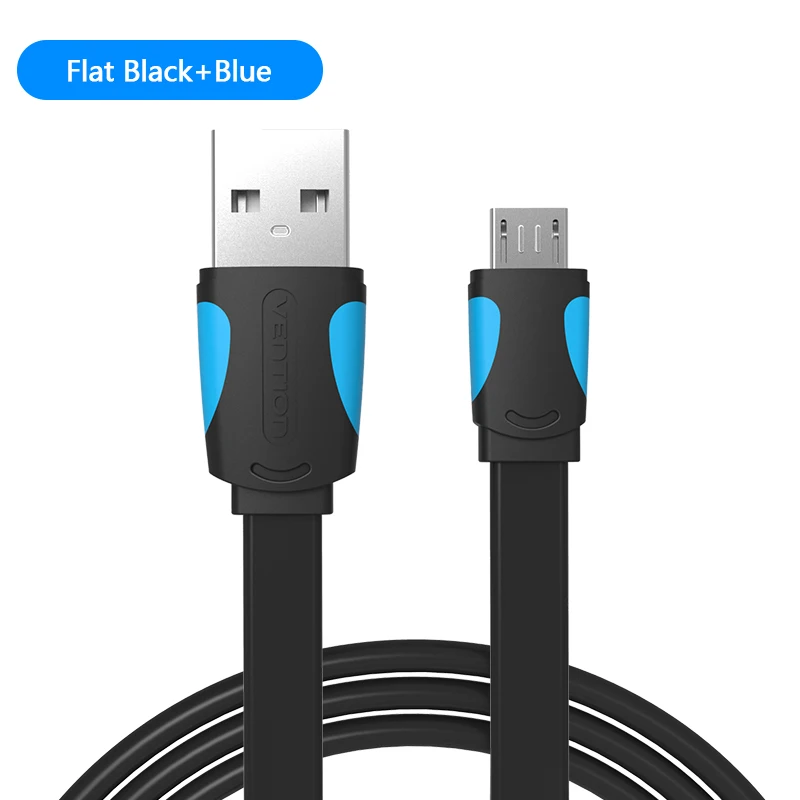 Vention Micro USB кабель провод для быстрого заряда для Android мобильного телефона синхронизации данных Кабель зарядного устройства 3 м 2 м 1 м для samsung htc Xiaomi sony - Цвет: Flat Black