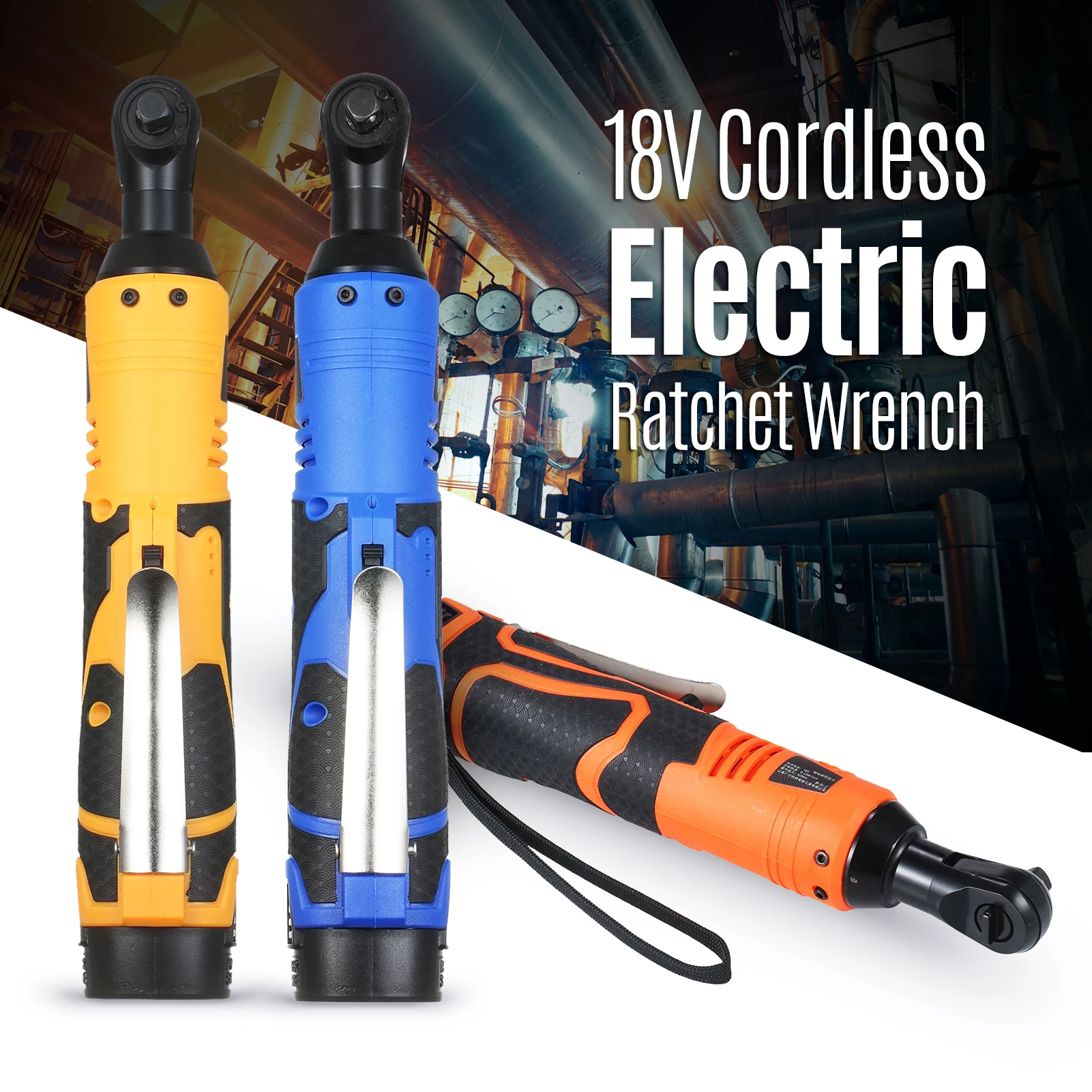 

Беспроводные электрический ключ с трещоткой 18V Мощность Набор инструментов с трещоткой Ratchet торцевой гаечный ключ с 2 шт 6000 мА/ч, Перезаряжае...