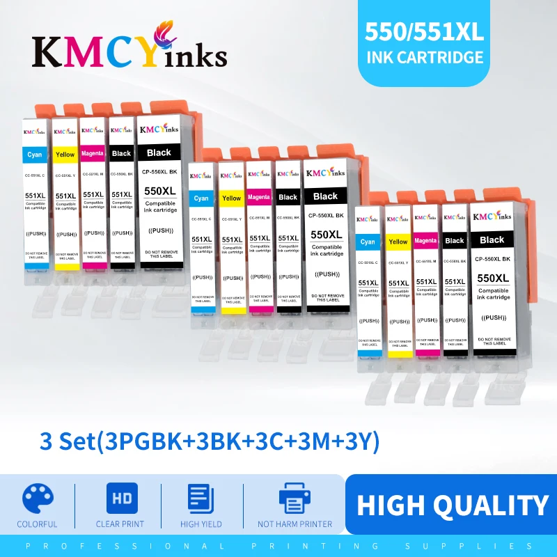 

KMCYinks Compatible 550 551 XL Ink Cartridge Replacement for Canon PGI-550XL PGI550 PGI 550 CLI551 for PIXMA IP7250 MG5450