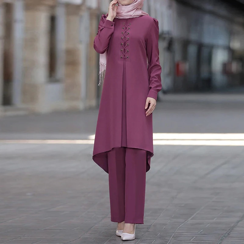

Ramadan Aid Mubarak Abaya Dubai Turkey Hijab Kaftan Muslim Dress Sets Islam Clothing For Women Musulman Ensembles Robe Femme Ete