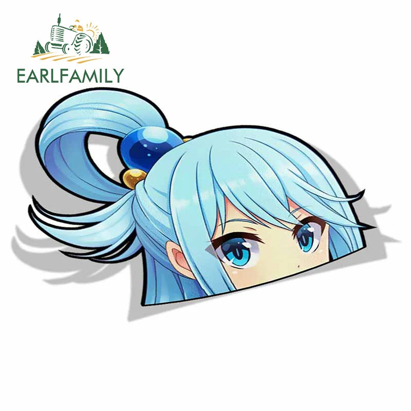 EARLFAMILY 13cm x 8.3cm Aqua KonoSuba 002 Big Head PEEK Anime Vinyl JDM Car Stickers Window Trunk Laptop Cartoon Decal - купить по