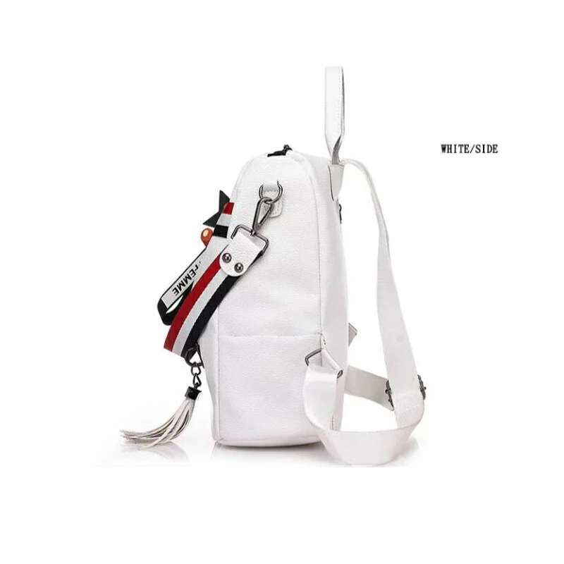 Fashion Backpack Female Shoulder Bag All-purpose PU Waterproof Double Shoulder Bag Casual Portable Bear Pendant
