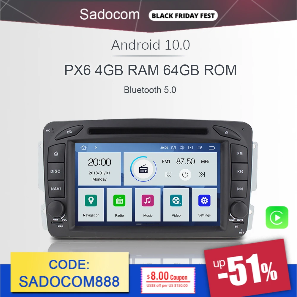 PX6 DSP Android 10 0 8 ядер 64 Гб ПЗУ 4 ОЗУ автомобильный DVD мультимедийный плеер радио для Benz