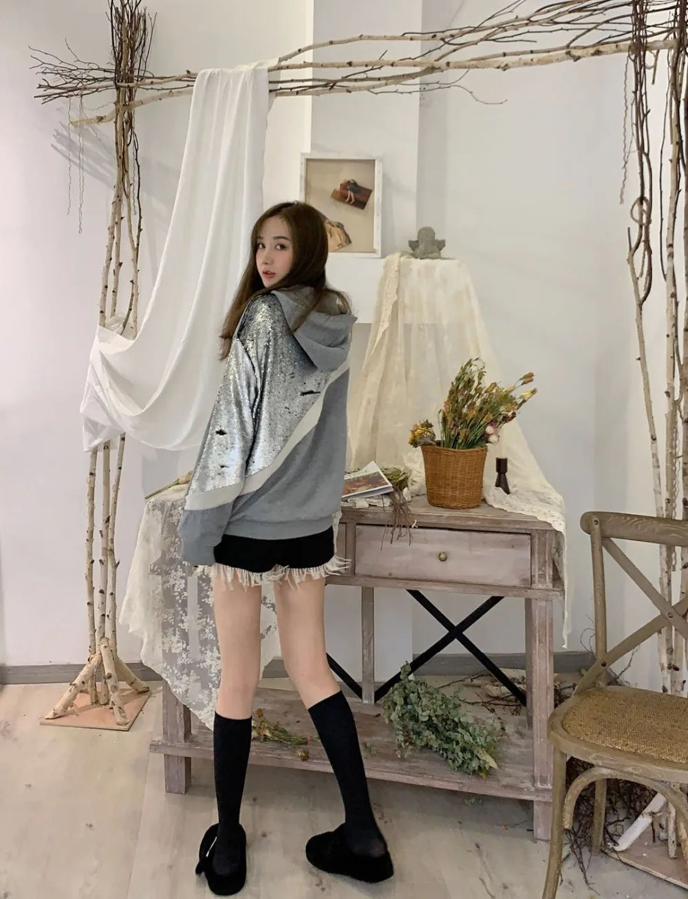 WHITNEY WANG Осенняя мода уличная Лоскутная Толстовка с капюшоном для женщин толстовки пуловер