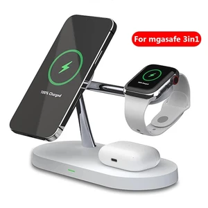 for 3in1 led table lamp charger 15w magnetic wireless charging station for iphone12 apple watch airpodspro fast chargers free global shipping