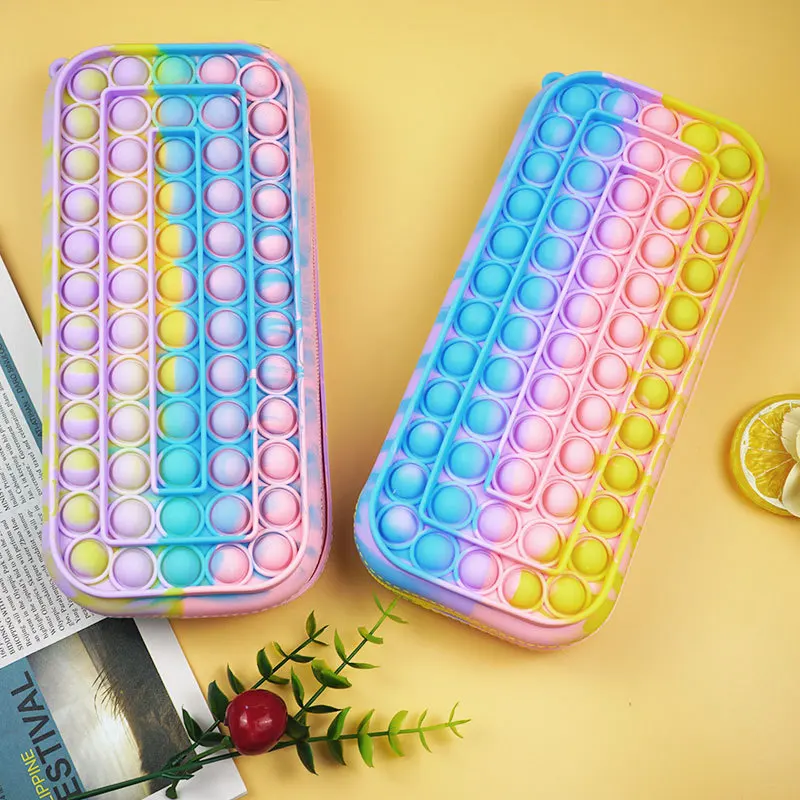 Murah Desain Baru Mendorong Popper Gelembung Dompet Sensorik Sederhana Lesung Pipi Alat Tulis Tas Popet Pensil Kasus Gelisah Mainan Hadiah Perlengkapan Sekolah