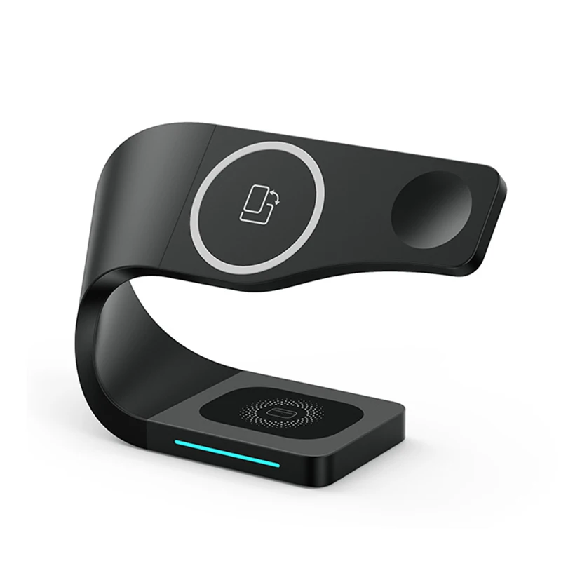 Cargador inal&aacute;mbrico 3 en 1, soporte de carga r&aacute;pida Qi de 15W para iPhone 13, 12, 11 Pro Max, Xr, 8 Plus, Airpods, reloj Xiaomi mi 11, Samsung-4