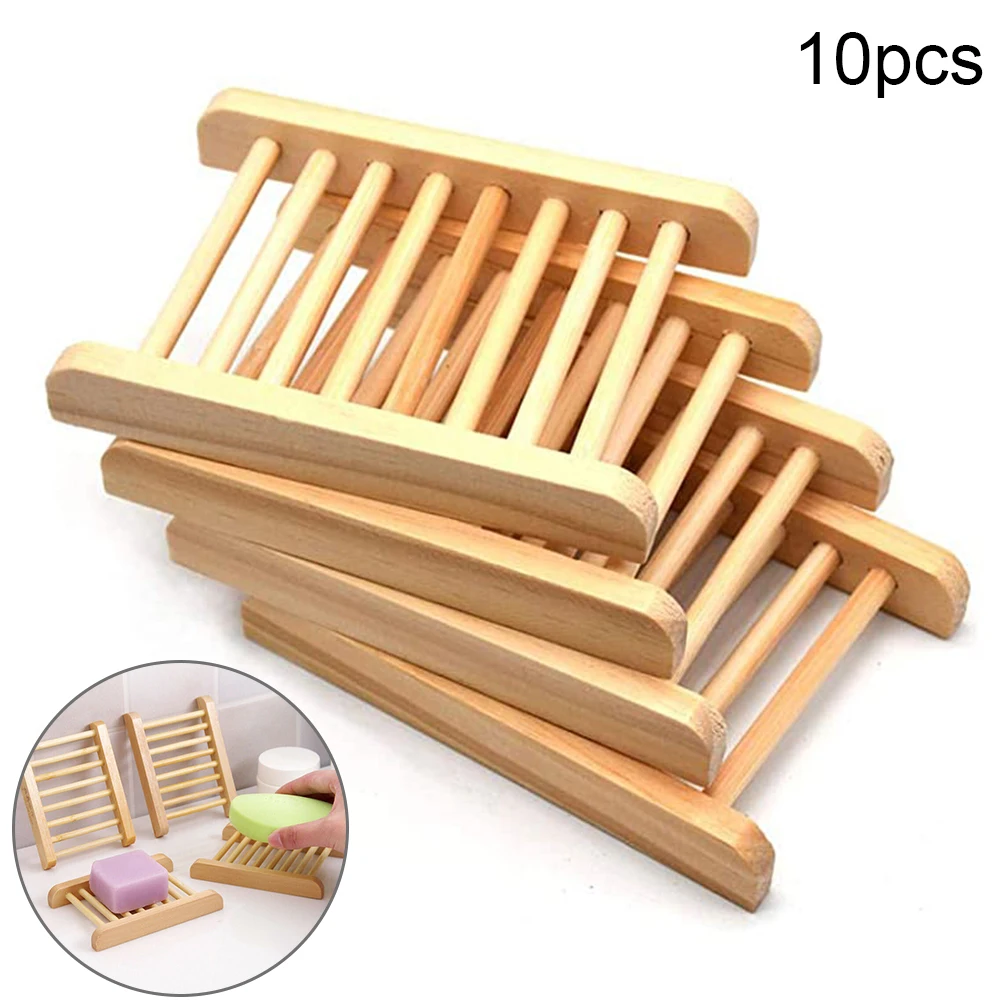 10 pcs wooden bamboo soap holder dish bathroom shower plate stand box home box pack of 10 wooden bamboo free global shipping