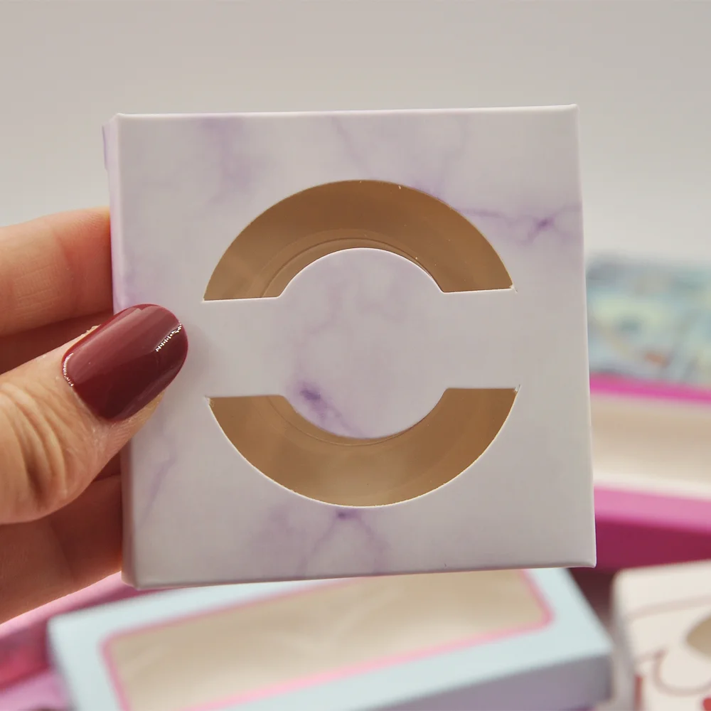 

wholesale false eyelash packaging Square paper Box lash boxes packaging custom logo Mink Lashes eyelashe Pink Marble makeup Case