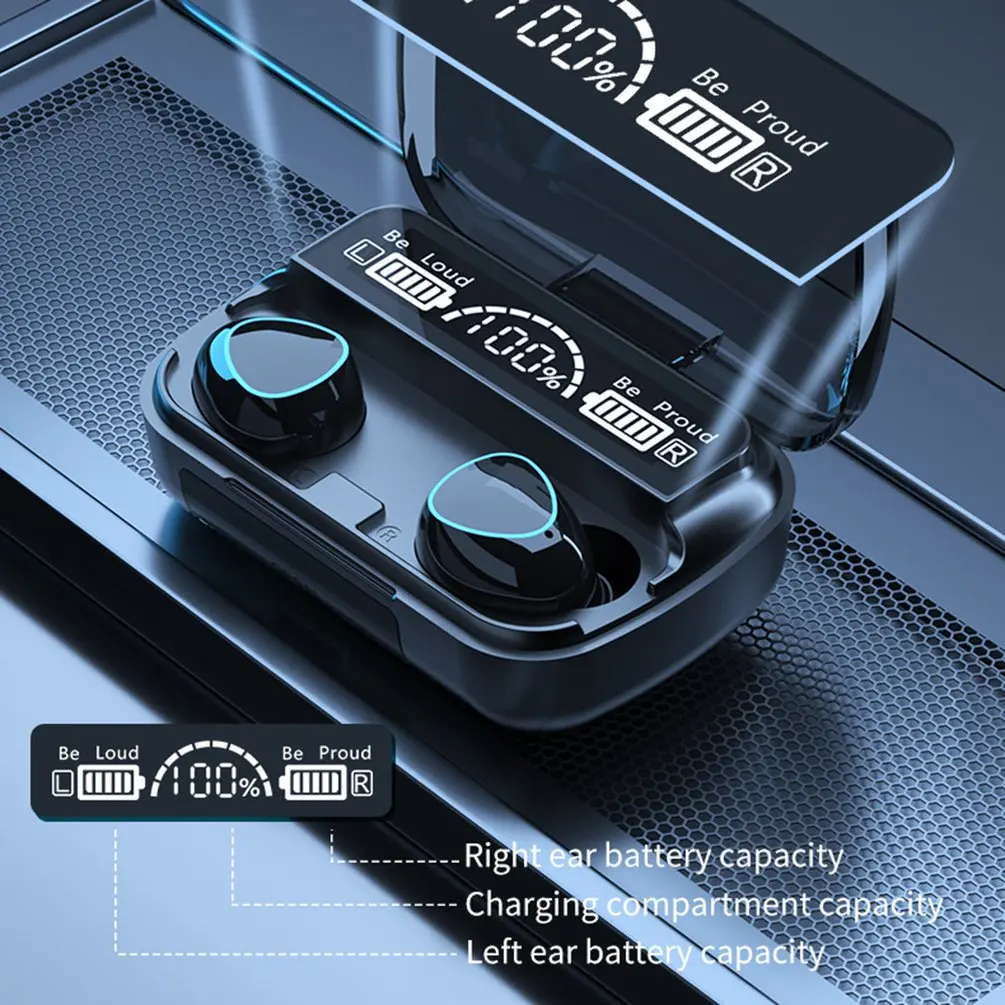 

Wireless Headset Bluetooth 5.1 In-Ear Mini Touch LED Display Noise Canceling Headset Dual Microphone Stereo Sports Headset