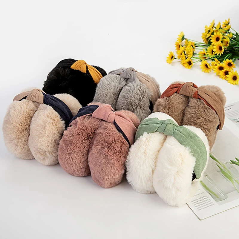 

2020 Adjustable Foldable Earflap Furry Soft Women Warm Earmuffs Winter Ear-warmers Winter Casual Earflaps Women Girls