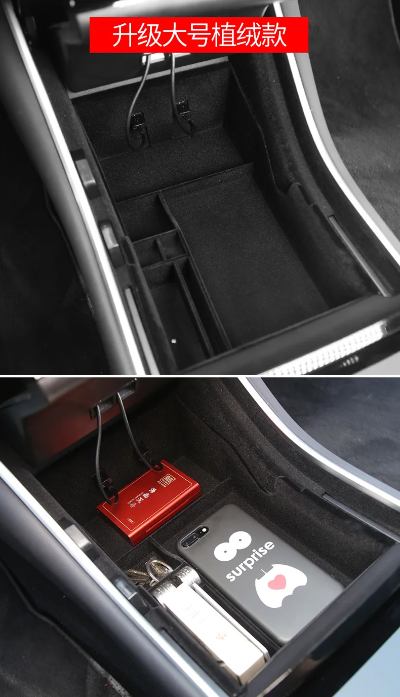 

Holder Car console box Storage Slot Replacement Interior ABS + Flocking Black
