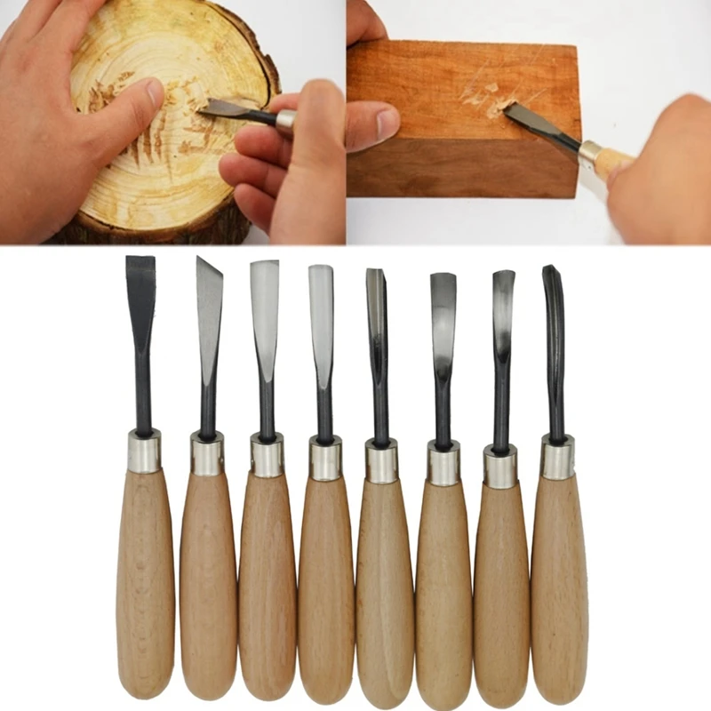 8Pcs Hand Wood Carving Knife Tools Chip Detail Chisel Set Tool For Woodworking | Инструменты