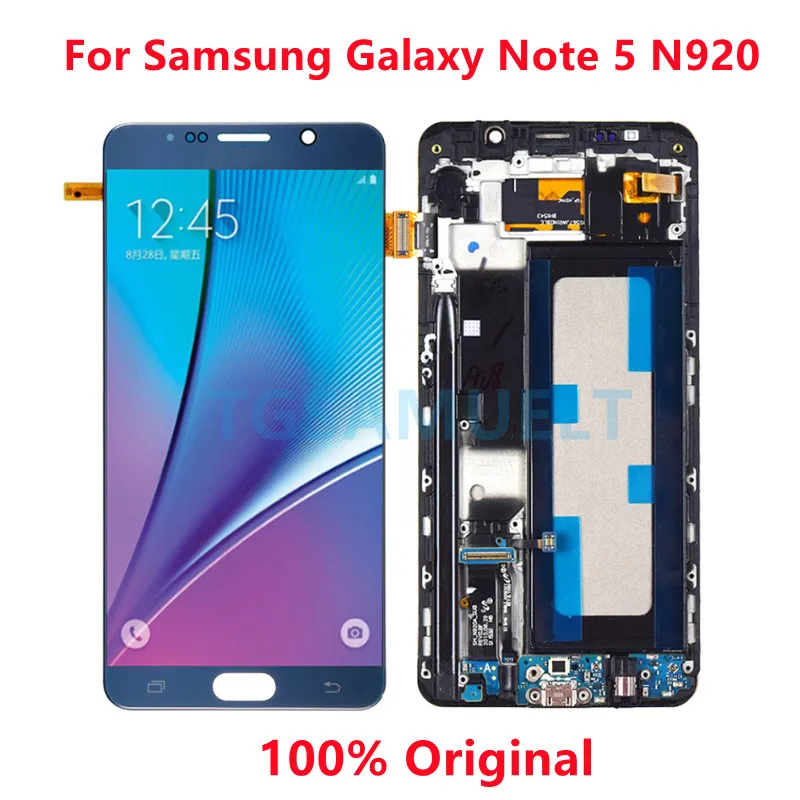 

Оригинальный ЖК-дисплей N920F для Samsung Galaxy Note 5, ЖК-рамка в сборе, AMOLED экран 5,7 дюйма для Samsung Note 5 N920F, дисплей