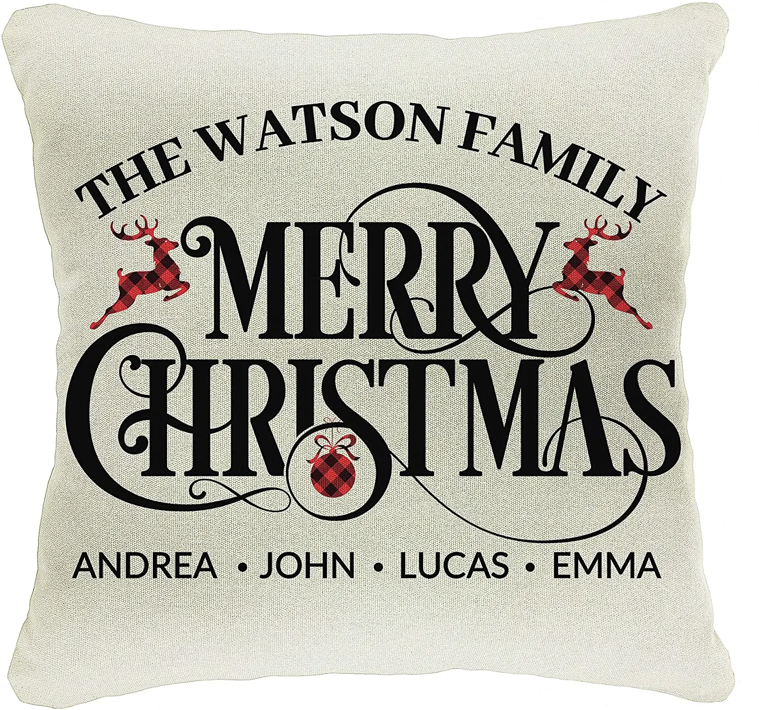 

Throw Pillows for Christmas Pillow Covers for HomeFarmhouse Decorative Case for Housewarming Gift Plaid Deer Merry Christmas