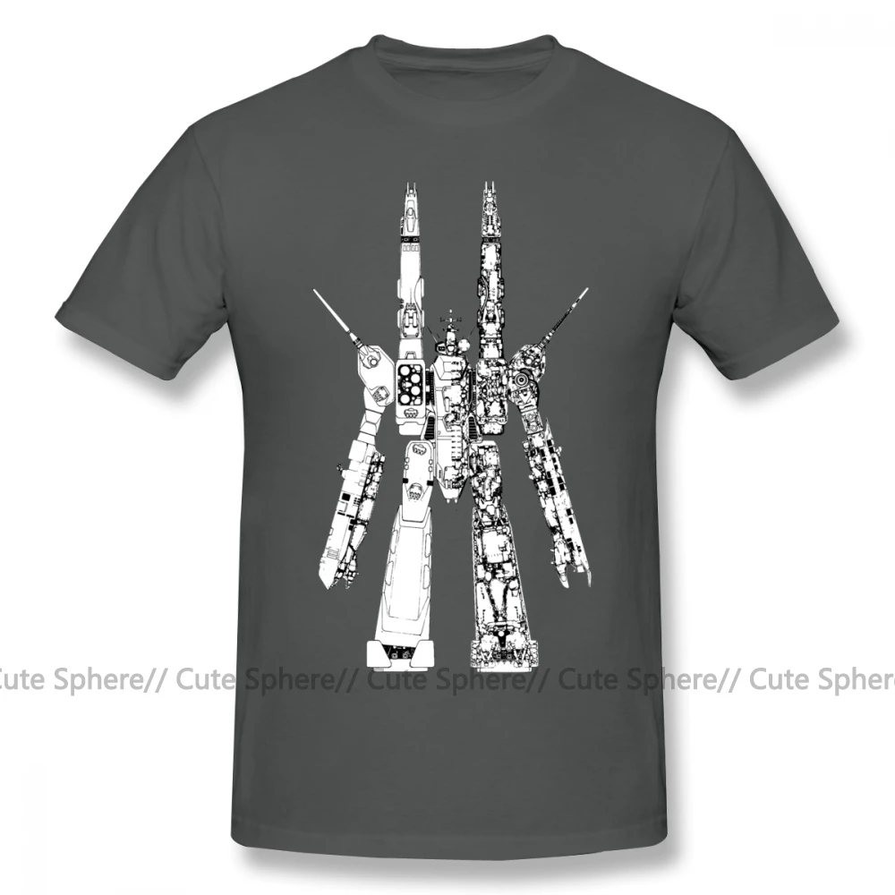 Robotech футболка SDF Macross футболка с коротким рукавом Милая футболка с принтом Лето 100 хлопок мужская футболка плюс размер - Цвет: Dark Grey