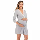 сорочка для кормления Новинка; кружевное платье для сна с цветочным рисунком для беременных; ночная рубашка для беременных женщин; ночная рубашка для кормящих; домашняя одежда; платье-рубашка; размеры S-3XL 79