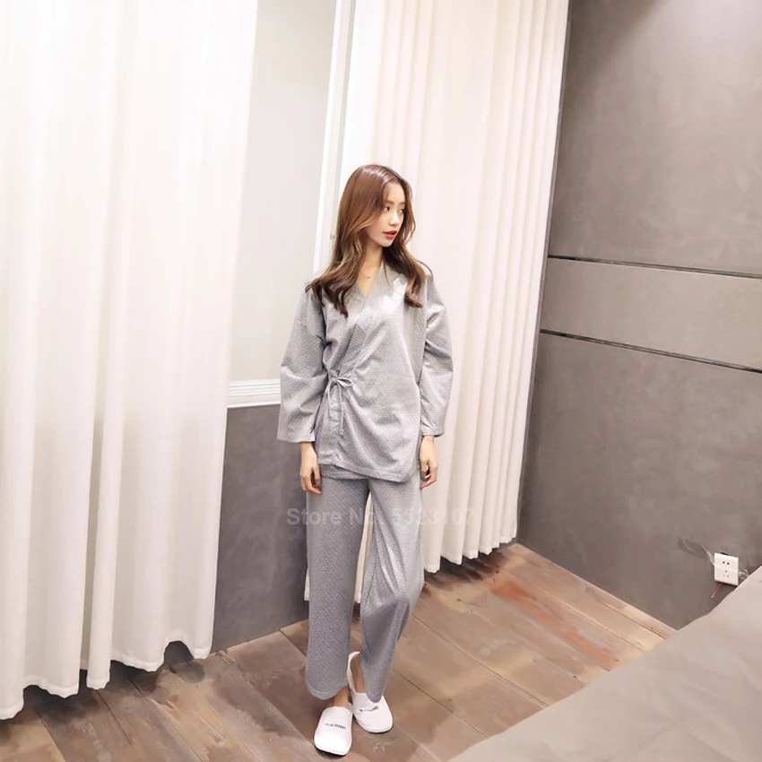 Пижама в японском стиле для пары кимоно с v образным вырезом юката самурайский