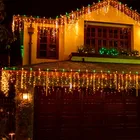 Уличные рождественские украшения, гирлянда-занавеска, сосульки, Сказочная светильник рлянда, украшения на свадьбу и новый год