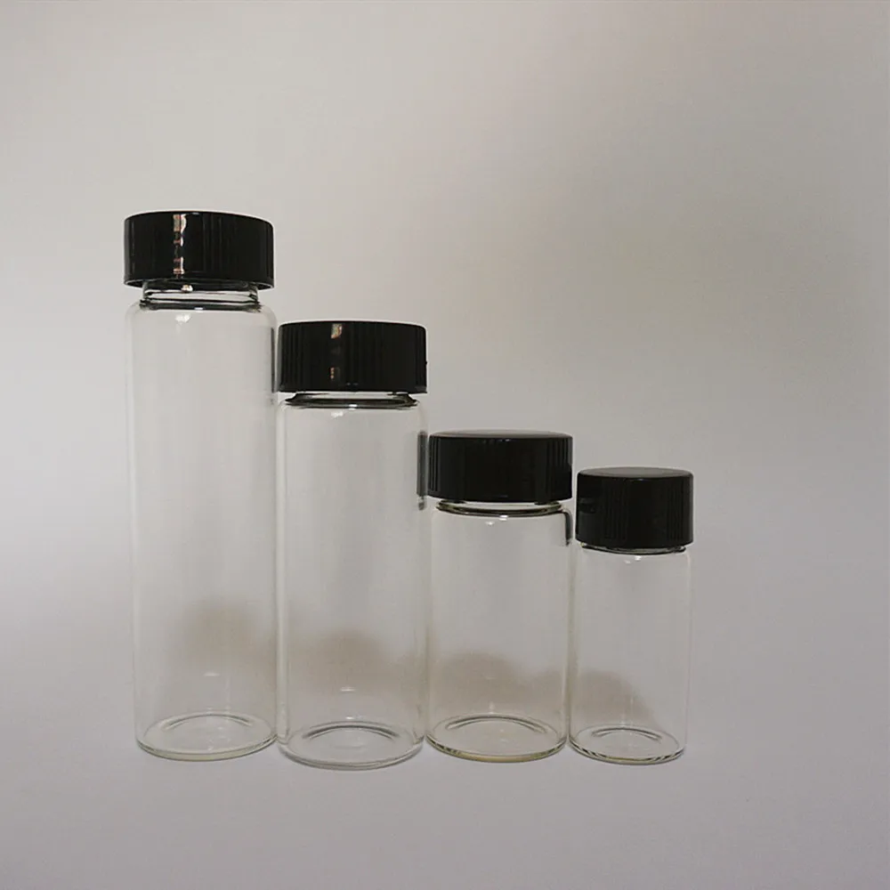 Лабораторный прозрачный реактивный флакон с резьбовым пластиковым колпачком и