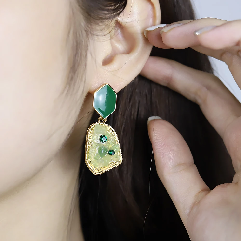 Серьги-подвески женские в стиле ретро инкрустированные гравием корейские