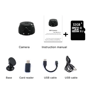 black-set-32Gcard SOVAWIN wifi HD видеокамера CMOS датчик красный светильник ночное видение 5 М камера шпионский монитор Скрытая камера микро камера Поддержка 4-128 г - Цвет: black-set-32Gcard