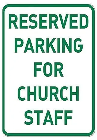 

Reserved for Church Staff Church Traffic Notice Fashion Chic Tin Sign Vintage Look Metal Plate Poster Plaque for Kitchen Office